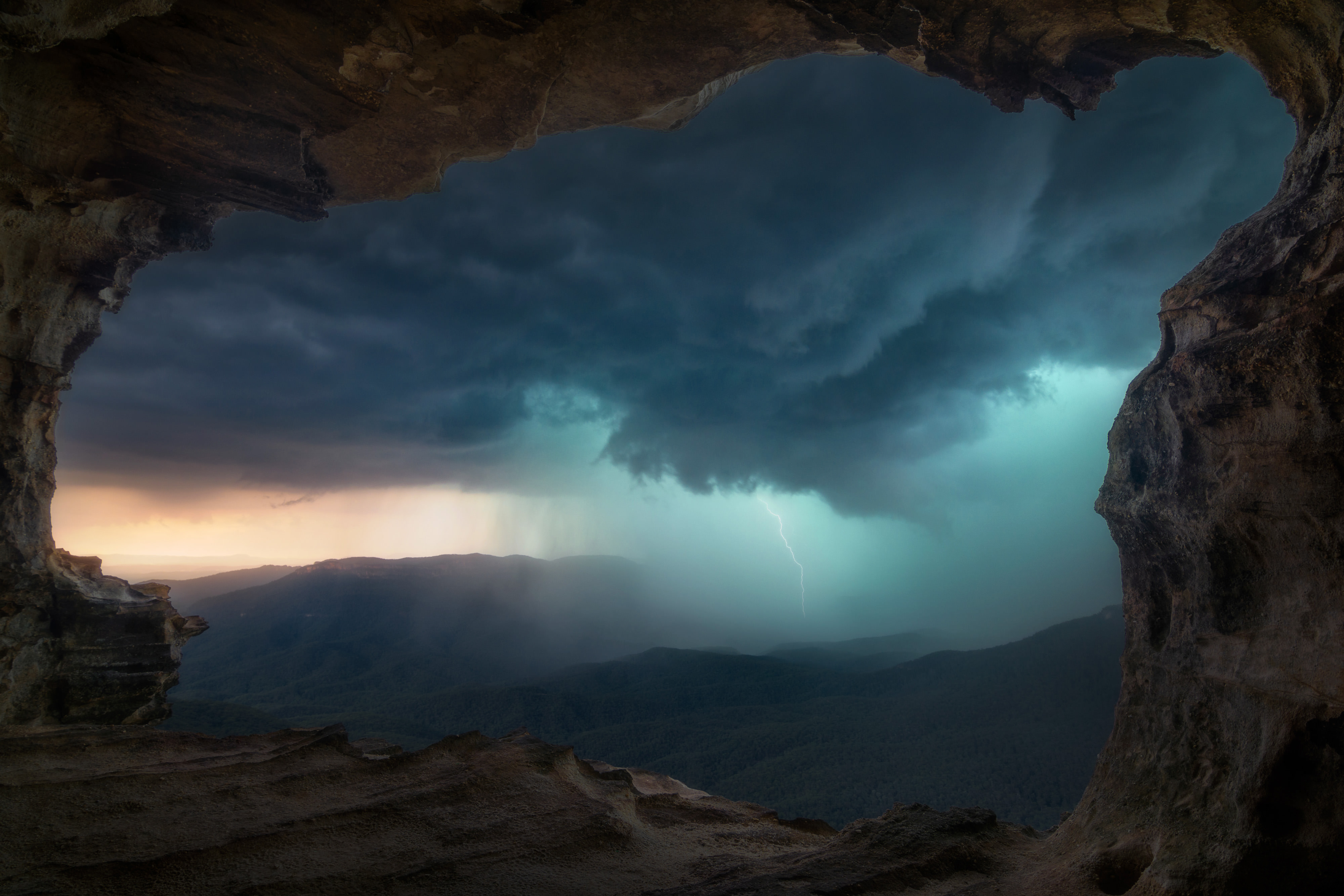 2019 Photo Contest - Storm from a cave, Blue Mountains, NSW
